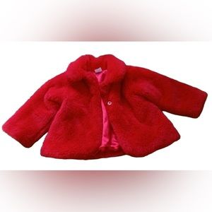Red Plush Coat by Baby Essentials size 6m, Christmas, Holiday